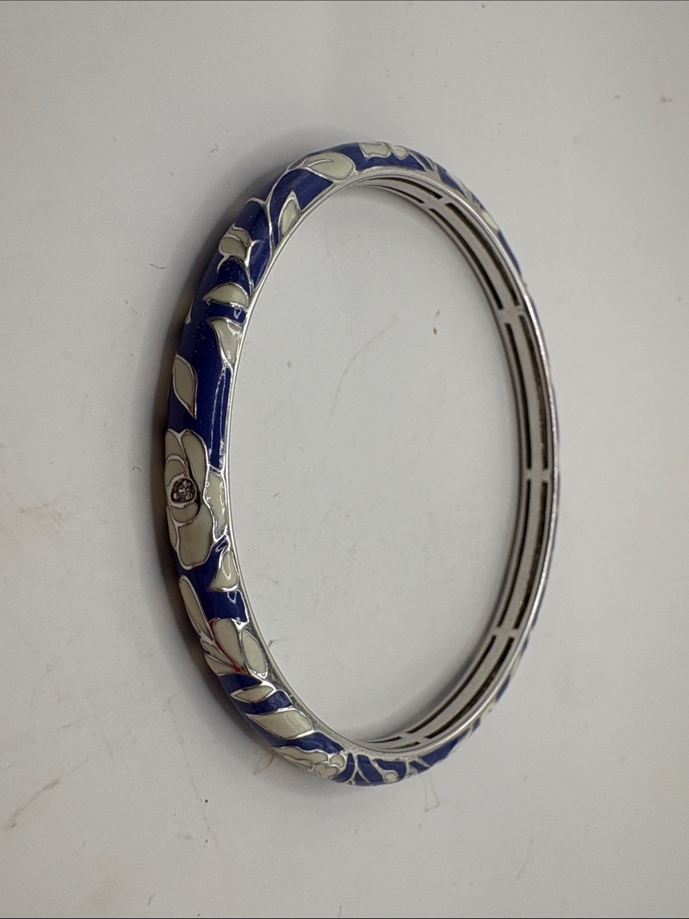 belle Etoile designer blue and white sterling silver bangle bracelet